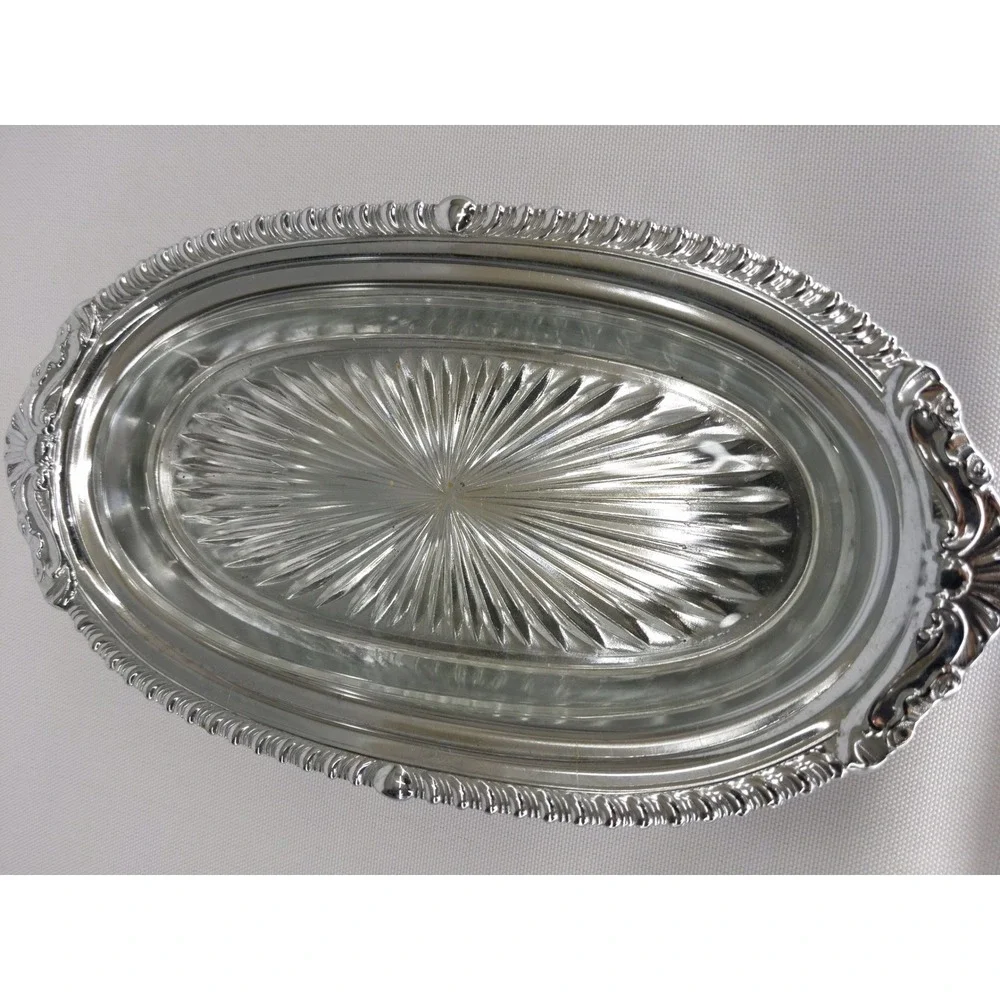 vtg Danny Wilson Original Butter Dish Chrome Plated‎ Glass Liner Repousse Lid